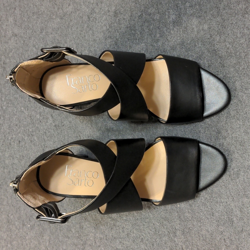 Franco Sarto Harbra Heel Sandal, Womens 10, Black NWB